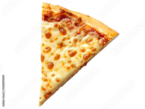 Mozzarella cheese pizza slice isolated on transparent background