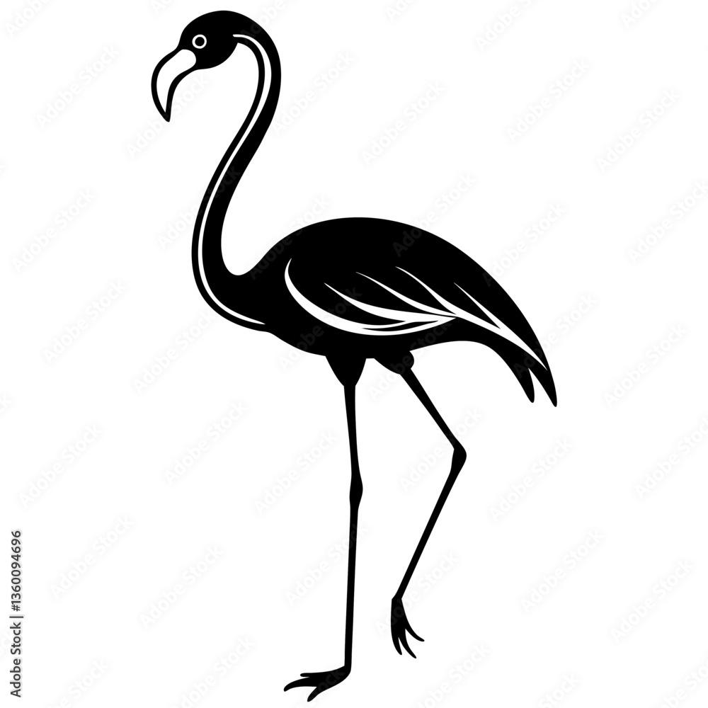 Obraz premium A vector silhouette of a flamingo standing 