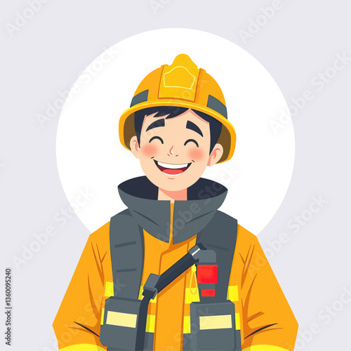 Male Firefighter Character in Uniform – Vector Illustration Set
