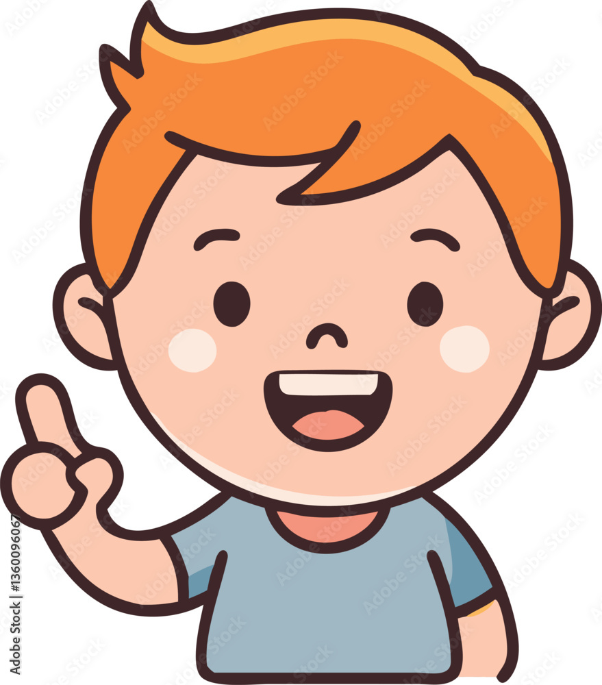 A boy with an enthusiastic expression pointing towards something. A boy with an enthusiastic expression pointing towards something.