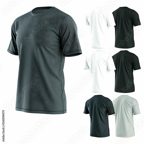 Black T-shirt design template for casual wear front view vector illustration