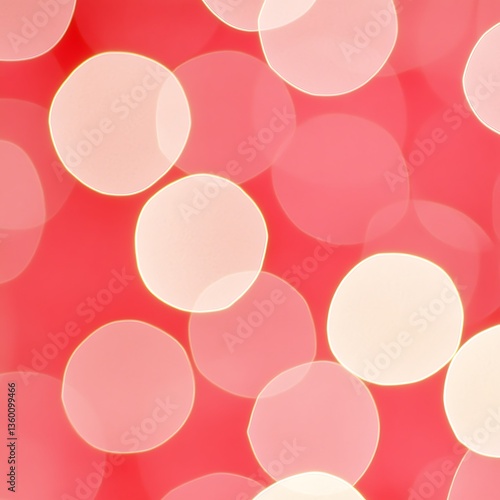 Bright glowing circular bokeh lights against a solid red background
