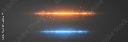 Neon lines of light, flash of sparks on a laser beam.