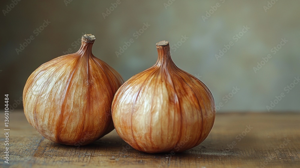 Obraz premium Two bulbs on a wooden surface