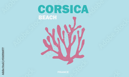 Corsica beach artwork. Summer good vibes vector graphic design for apparel, stickers, posters, background and others.