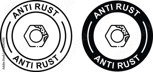 Anti rust icon set. Anti oxidation symbol. Rust resistant emblem set. Anti rust label