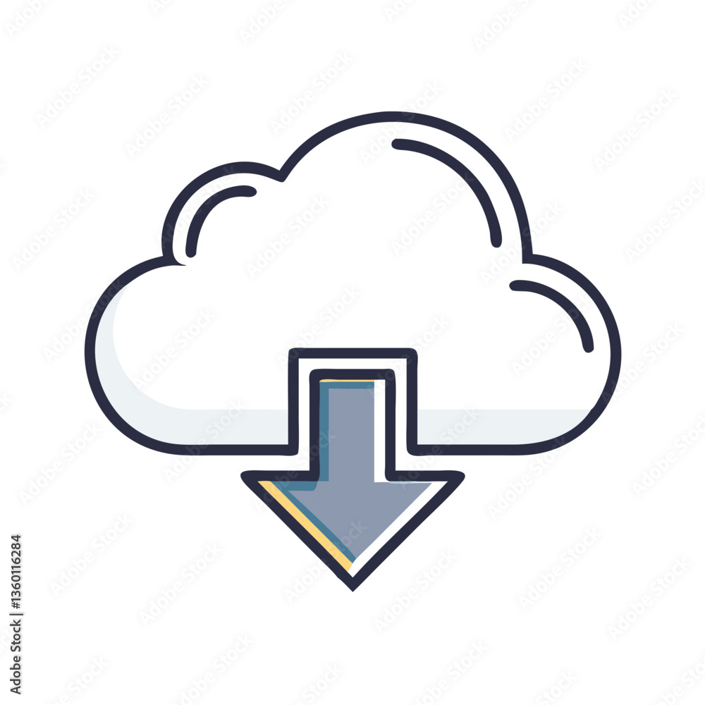 Cloud download vector icon in flat style with neutral tones Cloud download vector icon in flat style with neutral tones