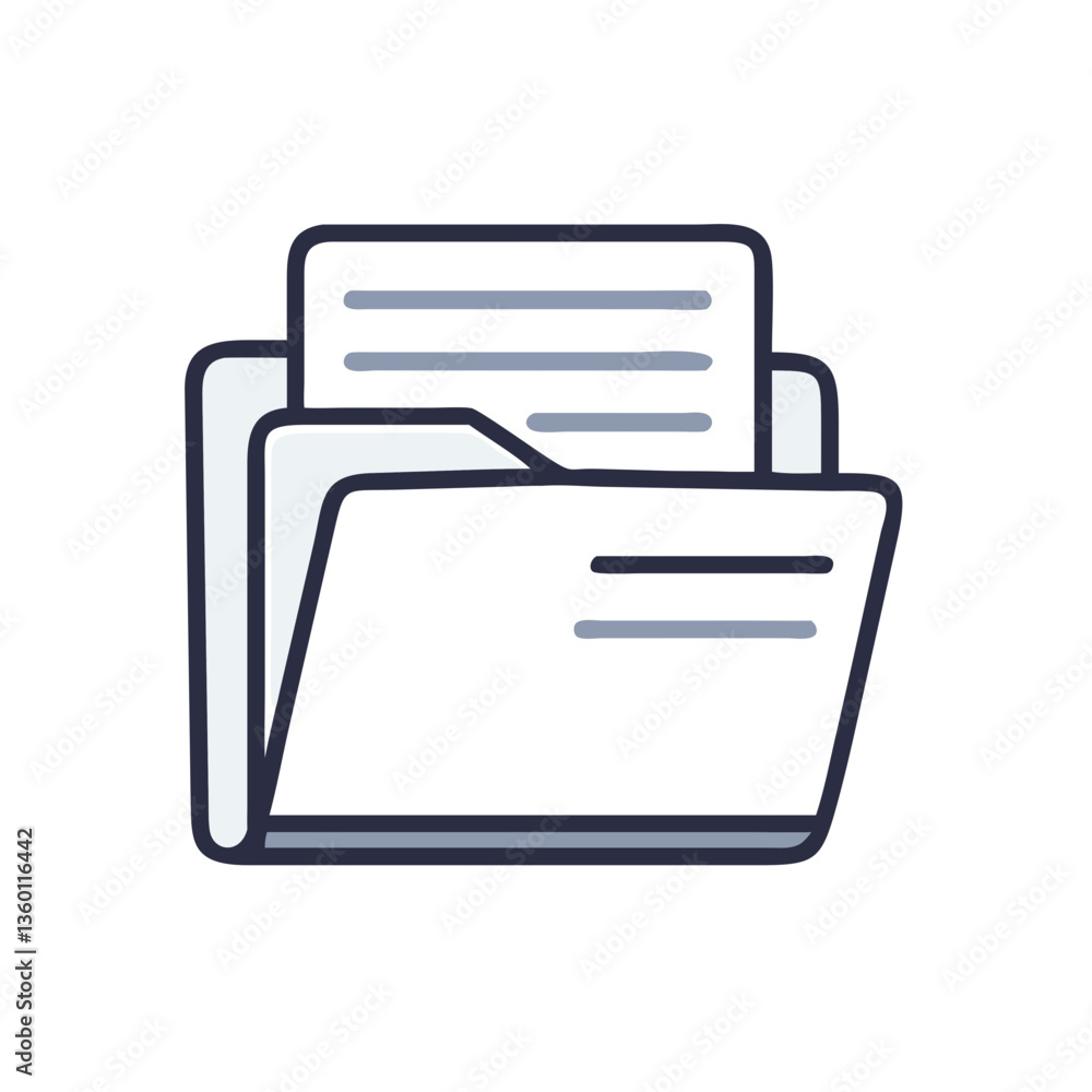 Folder with documents vector icon in flat style Folder with documents vector icon in flat style