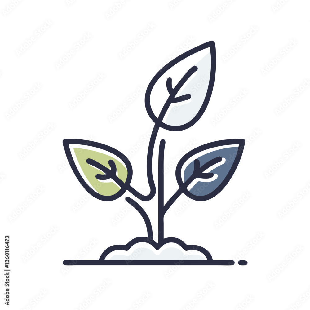Growth plant vector icon in flat style with neutral tones Growth plant vector icon in flat style with neutral tones