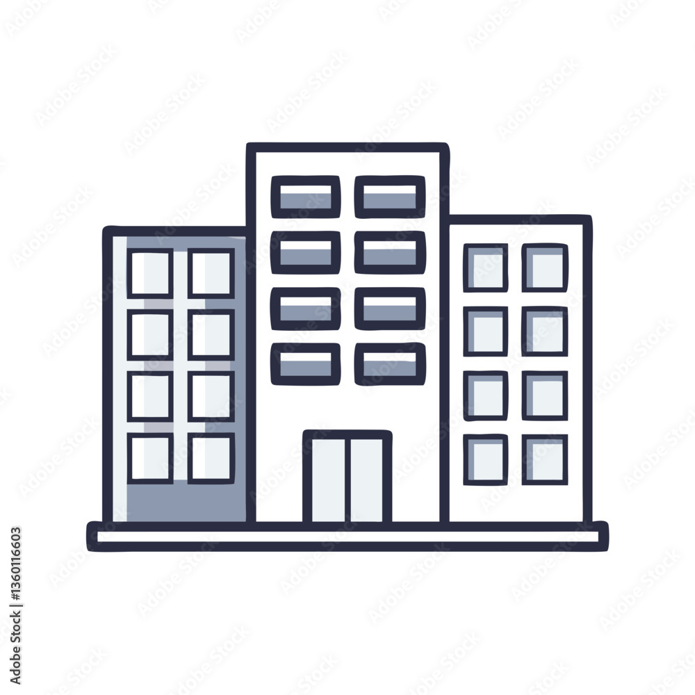 Office building vector icon in flat style with muted colors Office building vector icon in flat style with muted colors