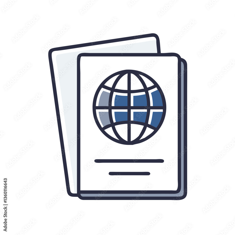 Passport vector icon in flat style with muted colors Passport vector icon in flat style with muted colors