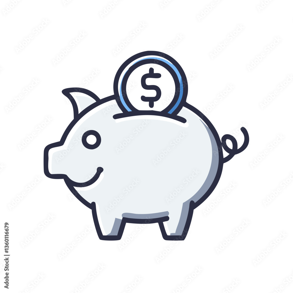Piggy bank vector icon in flat style with muted colors Piggy bank vector icon in flat style with muted colors