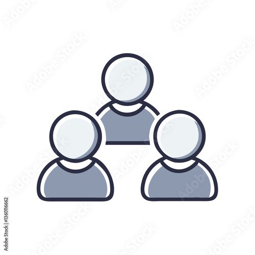 Network of people vector icon in flat style with neutral tones