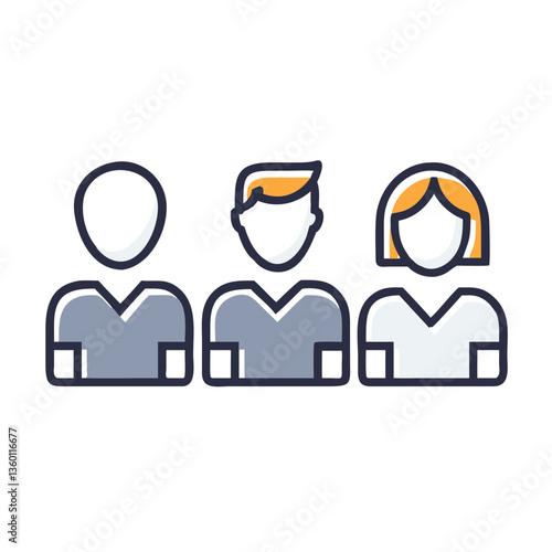 Business team vector icon in flat style with muted colors