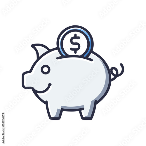 Wallpaper Mural Piggy bank vector icon in flat style with muted colors Torontodigital.ca