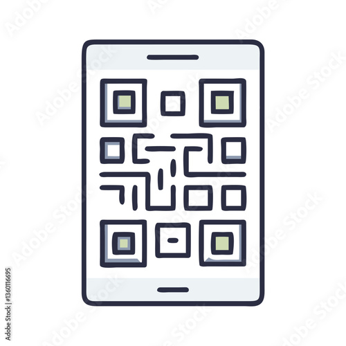 Wallpaper Mural QR code on phone vector icon in flat style with muted colors Torontodigital.ca