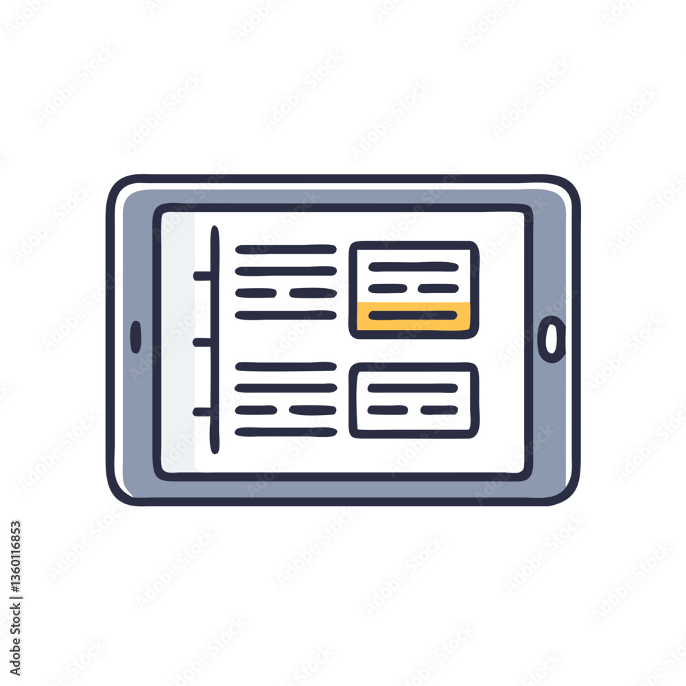 Tablet interface vector icon in flat style with muted colors Tablet interface vector icon in flat style with muted colors