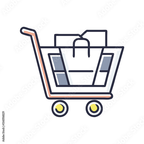 Wallpaper Mural Shopping cart vector icon in flat style with neutral tones Torontodigital.ca