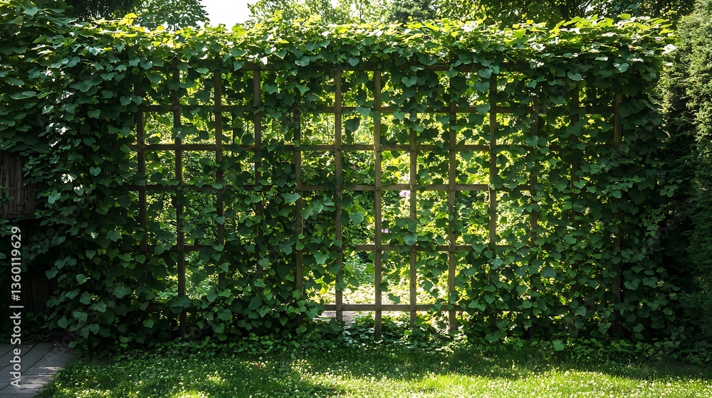 Fototapeta premium Close up green climber plant on wall natural with natural background