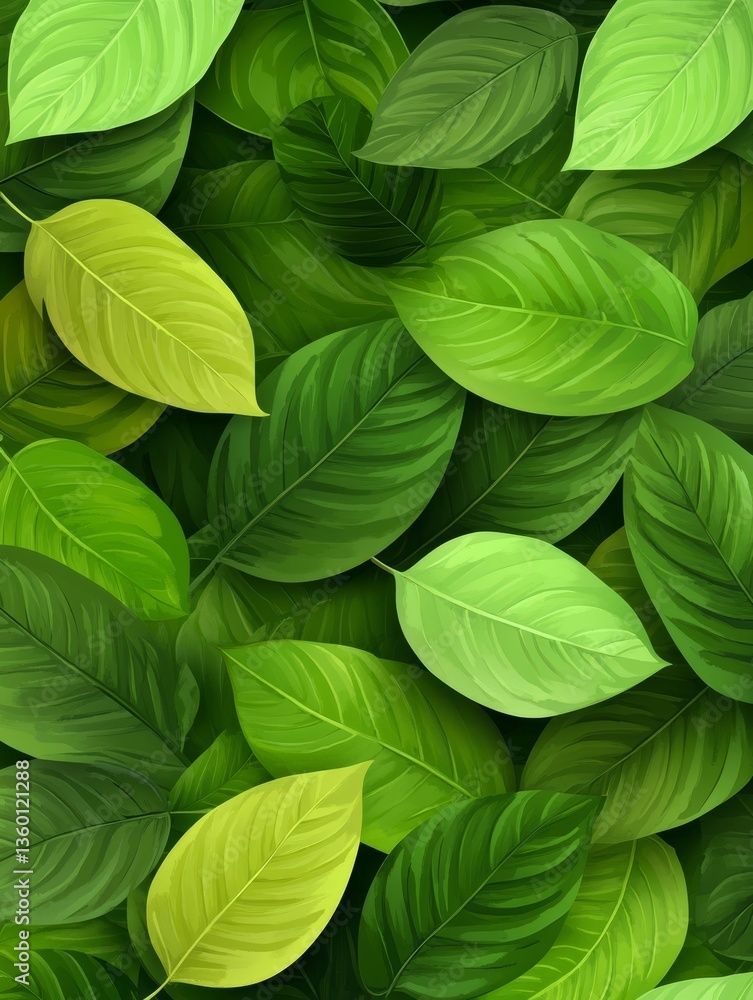 A vibrant collection of various green leaves overlapping in a natural setting, symbolizing growth A vibrant collection of various green leaves overlapping in a natural setting, symbolizing growth