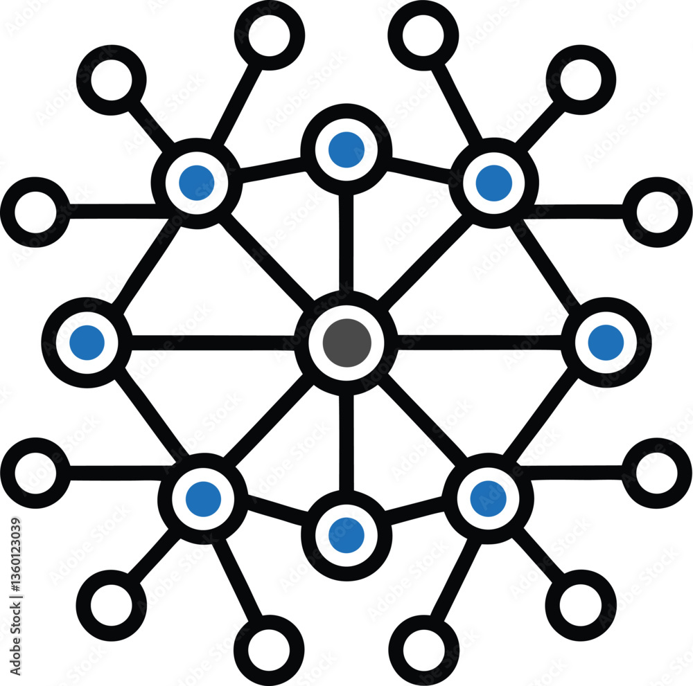 Network Connection with Nodes, Communication Hub, Data Flow Icon
Network Connection with Nodes, Communication Hub, Data Flow Icon