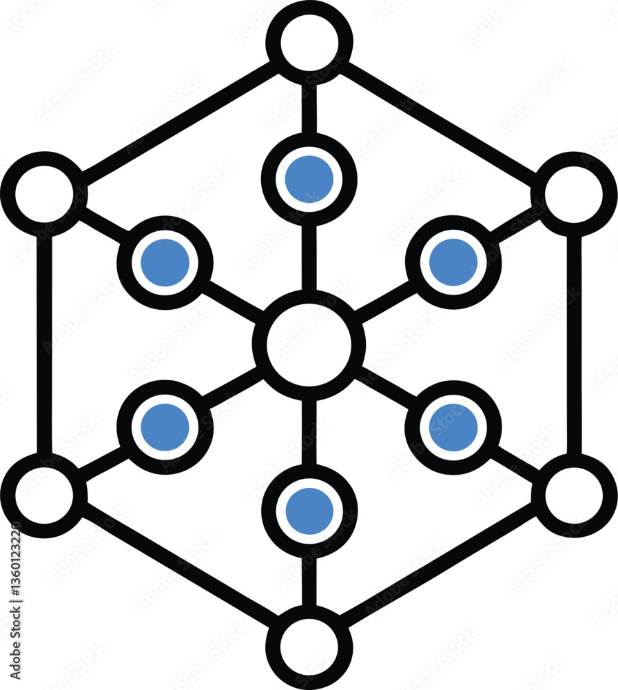 Abstract Hexagon with Connected Nodes, Network Symbol, Geometric Design Icon
Abstract Hexagon with Connected Nodes, Network Symbol, Geometric Design Icon