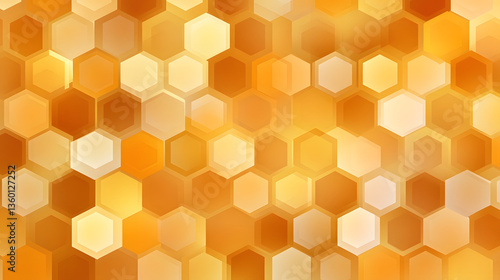 Seamless ai abstract pattern of hexagons with a gradient overlay in shades of mustard and ochre, seamless pattern with honeycomb