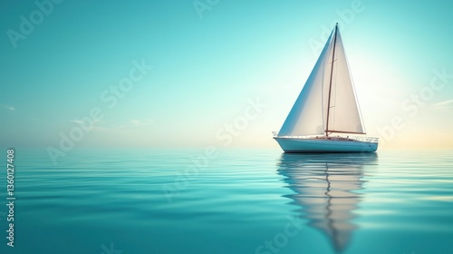 Calm seascape with sailboat