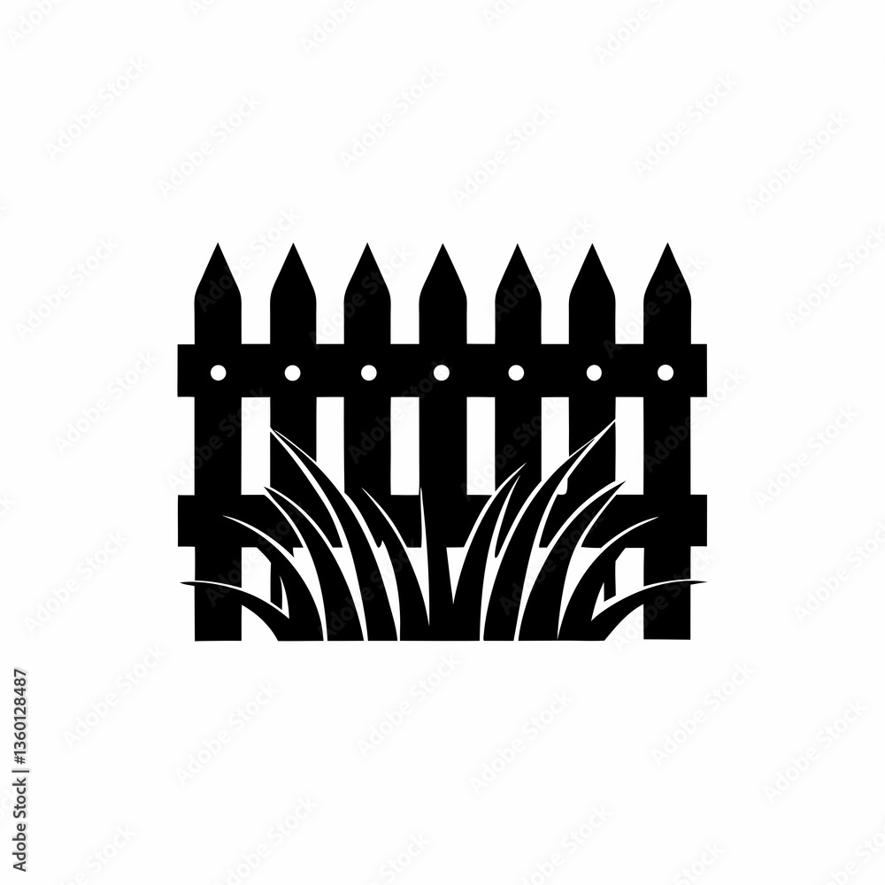 creative details Grass with Fence Icon vector illustration creative details Grass with Fence Icon vector illustration