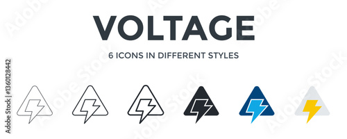 Voltage  Icon In Different Style Vector Illustration. Designed In Thin Line, Regular Line, Bold Line, Glyph, Color Fill, And Flat Style Can Be Used For Web