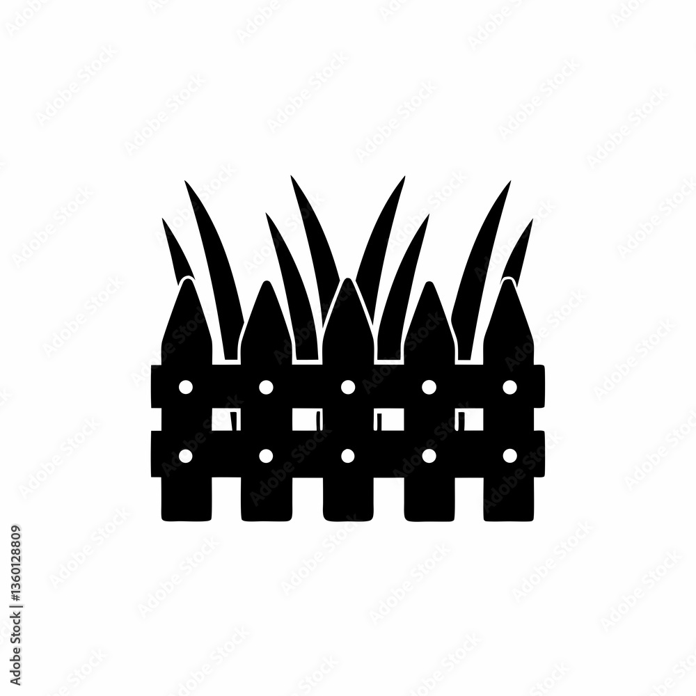 creative details Grass with Fence Icon vector illustration creative details Grass with Fence Icon vector illustration