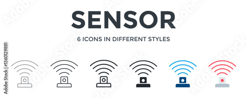 Sensor  Icon In Different Style Vector Illustration. Designed In Thin Line, Regular Line, Bold Line, Glyph, Color Fill, And Flat Style Can Be Used For Web