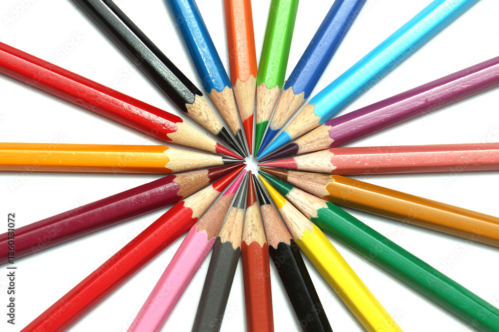 colored pencils on white background colored pencils on white background