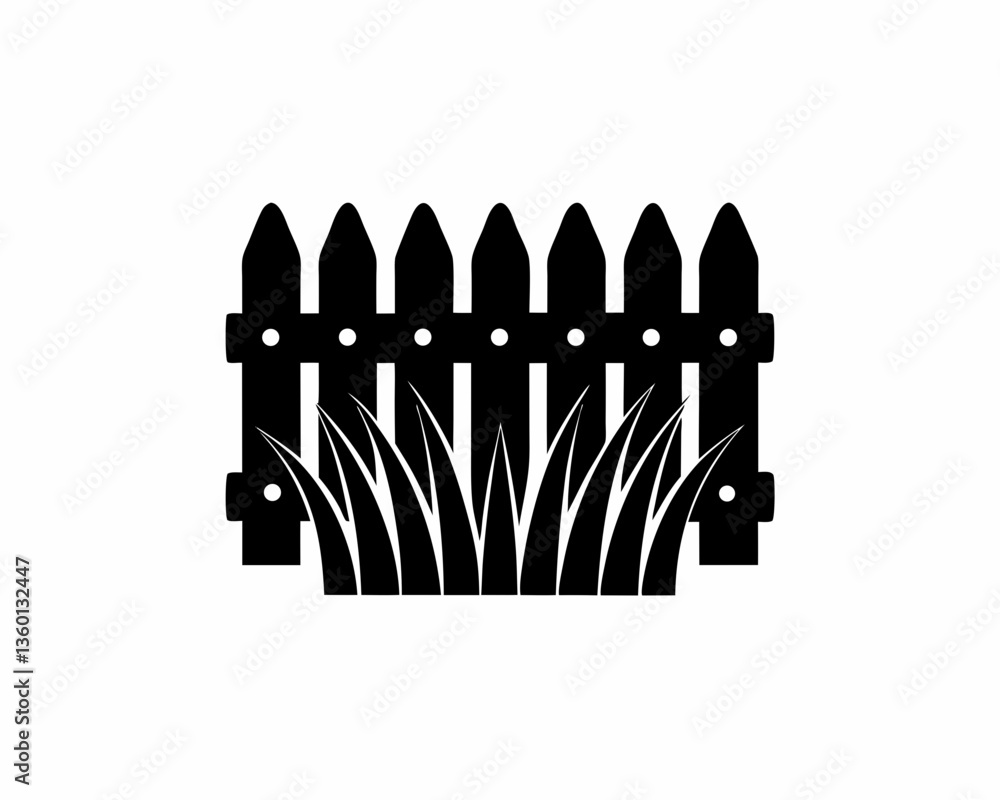 creative details Grass with Fence Icon vector illustration creative details Grass with Fence Icon vector illustration