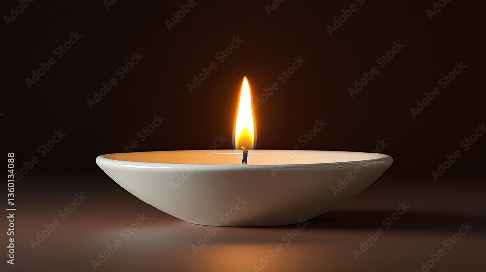 Solitary candle flame illuminates against rich brown backdrop Solitary candle flame illuminates against rich brown backdrop