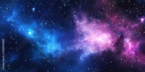 Nebula and stars in night sky galaxy background dreamy space-inspired gradient where velvet plum tones melt into stardust blue  with a grainy cosmic haze floating across the celestial sky