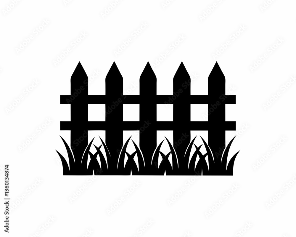 creative details Grass with Fence Icon vector illustration creative details Grass with Fence Icon vector illustration