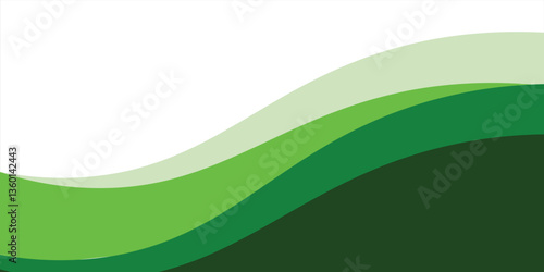 Abstract White and green wave wide banner background