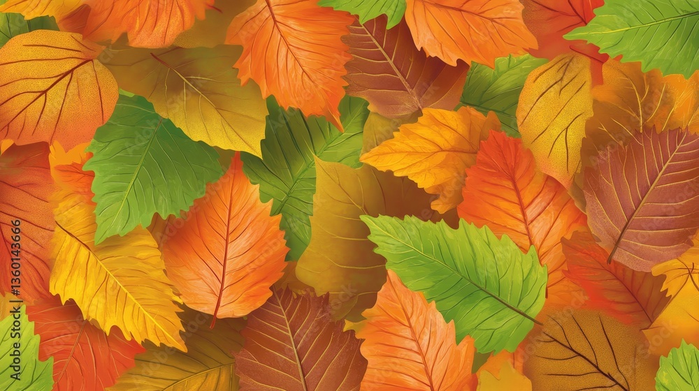 Fototapeta premium A vibrant collection of autumn leaves showcasing various color and textures on the ground