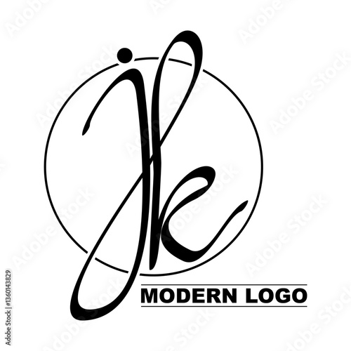 J, p, k logo vector design in circle