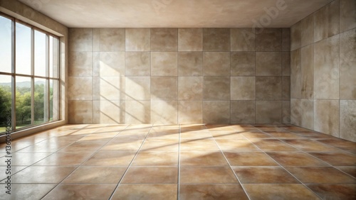 Wallpaper Mural Sunlit Empty Room with Large Window and Tile Flooring Ideal for Home Design and Interior Decoration Projects Torontodigital.ca