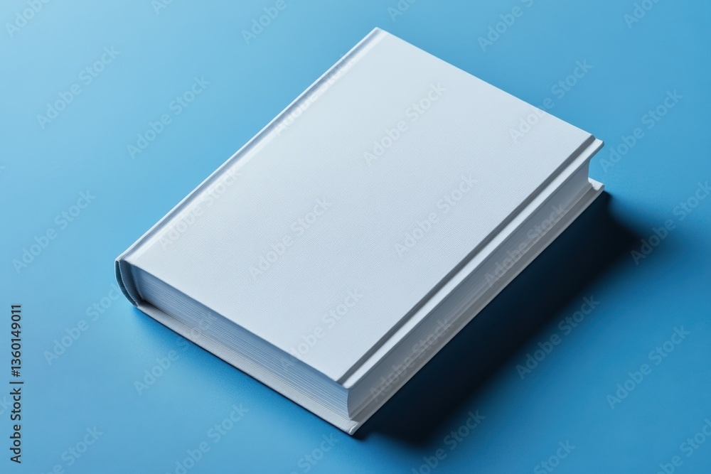 A white book mockup that is blank and has a light blue backdrop. Minimalist branding marketing design for stationery Fantastic for book design products. Generative Ai A white book mockup that is blank and has a light blue backdrop. Minimalist branding marketing design for stationery Fantastic for book design products. Generative Ai