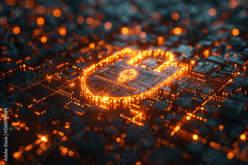  Cybersecurity Shield: A Digital Shield with a Glowing Padlock in the Center