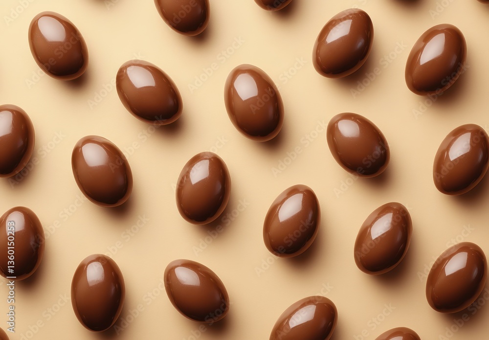 Delicious Chocolate Eggs on a Smooth Beige Surface, Perfect for Easter Celebrations and Sweet Treats, Indulge in Decadent Confectionery Delights Delicious Chocolate Eggs on a Smooth Beige Surface, Perfect for Easter Celebrations and Sweet Treats, Indulge in Decadent Confectionery Delights