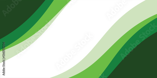 Abstract White and green wave wide banner background