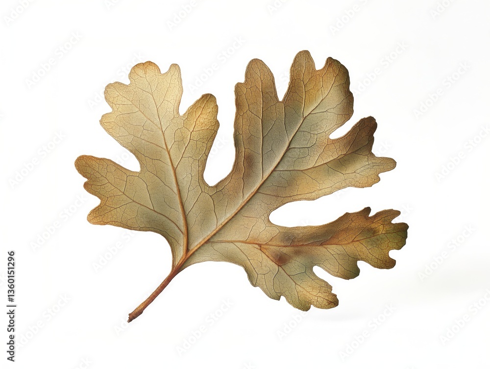 Fototapeta premium Pressed beige leaf with intricate vein details.
