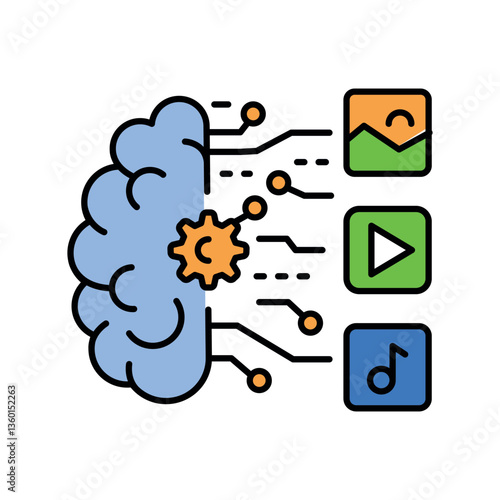 Generative AI black line icon.