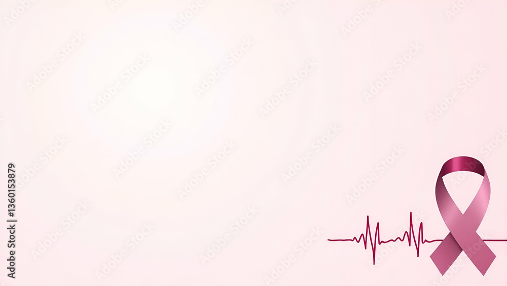 Heartbeat Line and Ribbon Border Design: Space for Messages on Pancreatic Cancer Awareness and Support - Stock Photo Concept with Empty Left Side for Customization Heartbeat Line and Ribbon Border Design: Space for Messages on Pancreatic Cancer Awareness and Support - Stock Photo Concept with Empty Left Side for Customization