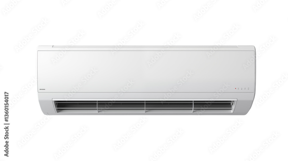 A white air conditioner unit mounted on a dark background A white air conditioner unit mounted on a dark background