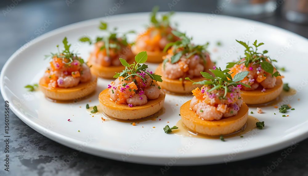 Selection of Blinis With Prawns, Smoked Salmon and Caviar
Selection of Blinis With Prawns, Smoked Salmon and Caviar